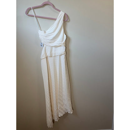 ALC Delfina One Shoulder Pleated Cutout Midi Dress Whisper White Size 8 NEW