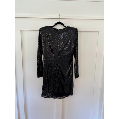 L'Agence Alba Long Sleeve Mini Sequin Dress Black Size 12
