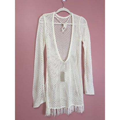 Show Me Your‎ Mumu Castaway Tunic in White Crochet Size Medium