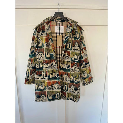 Burberry Children All-Over Pattern Trench Jacket with Hood  Multi Color 14 youth
