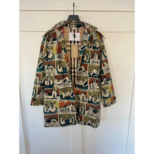 Burberry Children All-Over Pattern Trench Jacket with Hood  Multi Color 14 youth