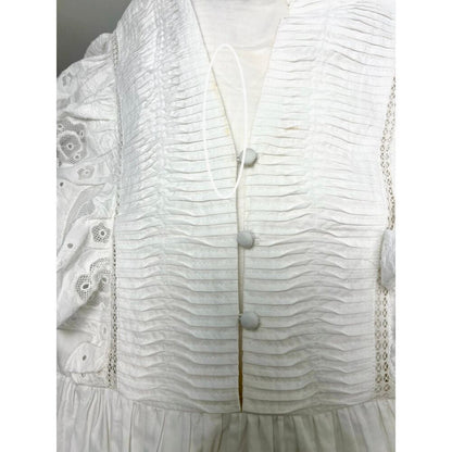 SEA White Jeanetta Eyelet Mini Dress in White‎ Size XS Lace Lined Cotton Party