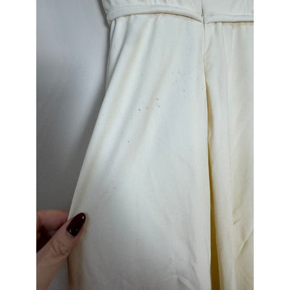 Cream Ruched Draped Strapless Gown Elegant Evening Formal Dress