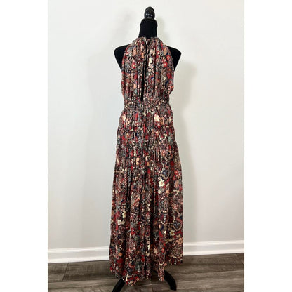 A.L.C.‎ Laura Halter Tiered Printed Maxi Dress One Size Sleeveless Colorful