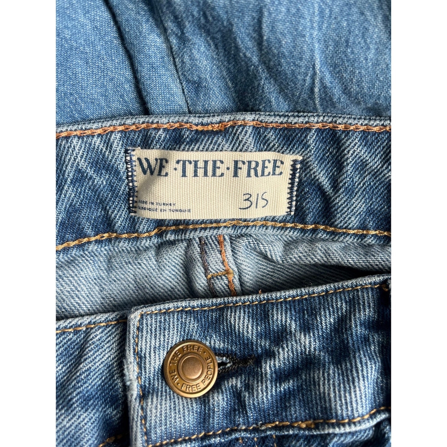 NEW Free People Dreamscape Tiered Denim Wide Leg Jeans Blue Size 31 Short