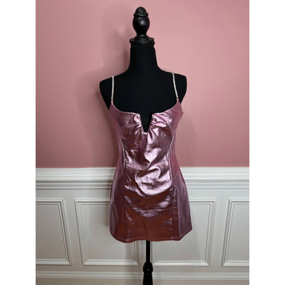 Alix NYC Cruz Mini Dress in Pink Size 8 Sleeveless Faux Leather Spandex Party