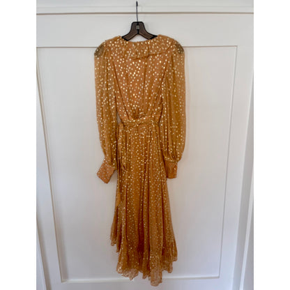 Zimmermann Lurex Wrap Midi Dress Caramel Size US 4