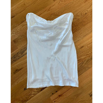For Love & Lemons Hazel Mini Dress White Large‎ Satin Long Sleeve Pullover Lined