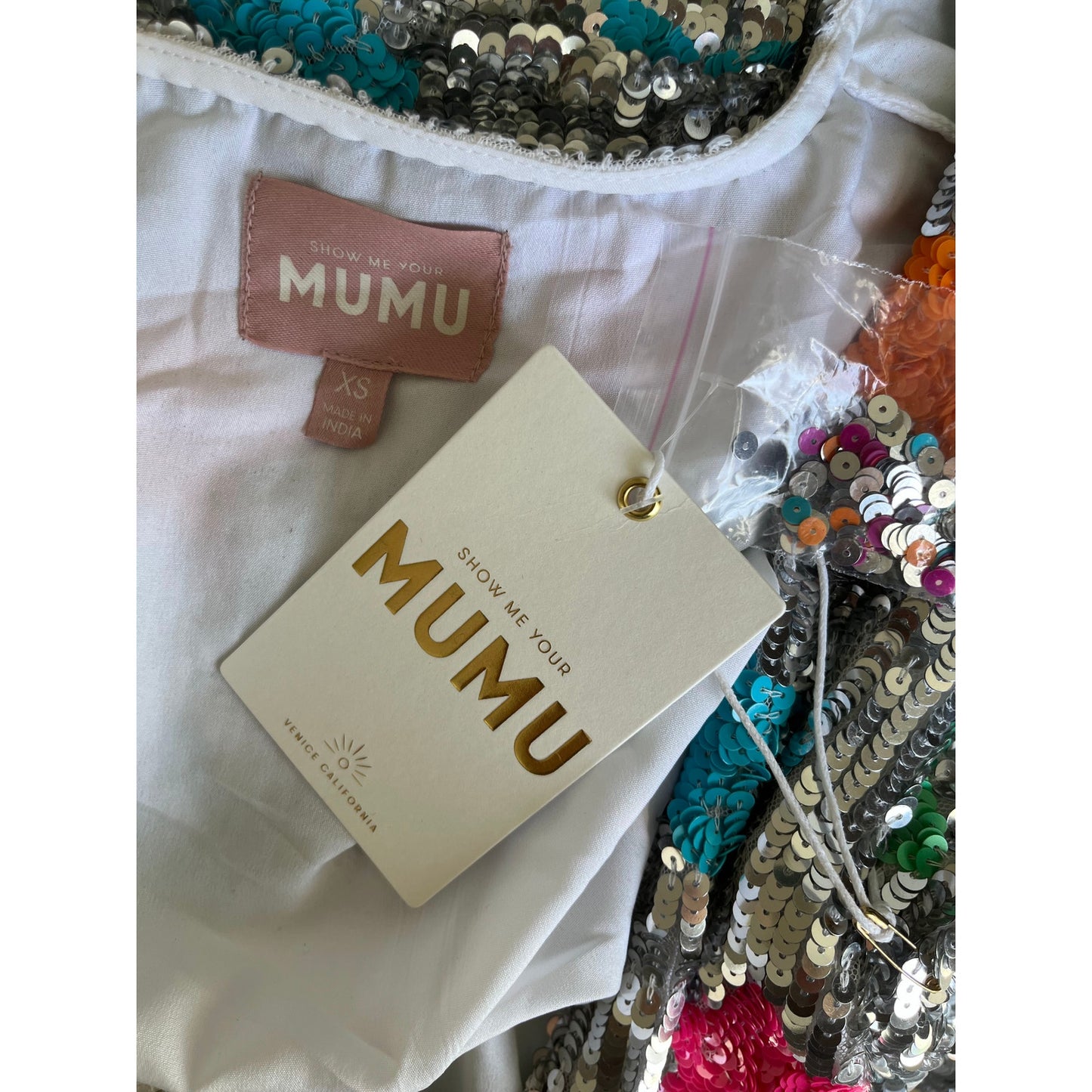 NEW NWT Show Me Your Mumu Wear Me Out Dress Rainbow Star Sequins Size XS