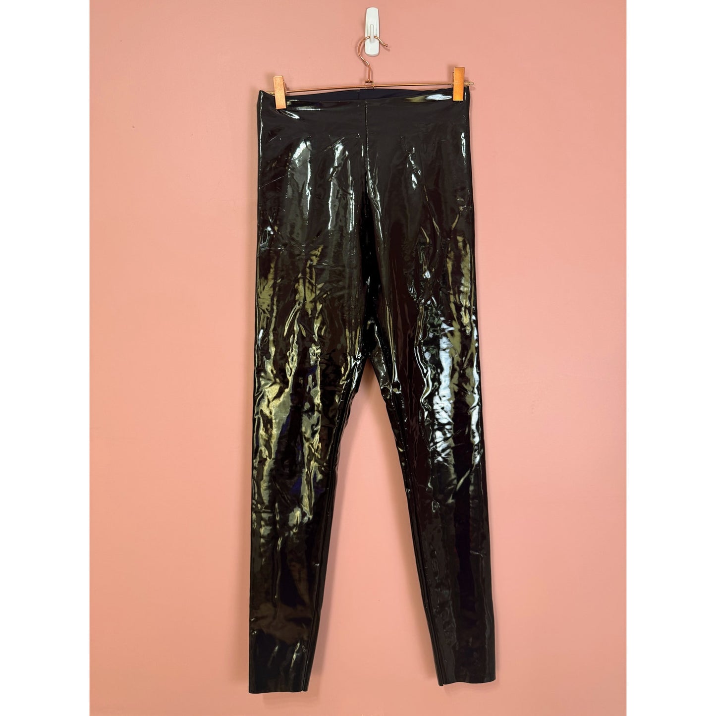 Commando Black Faux Patent High Rise Leggings Size Medium