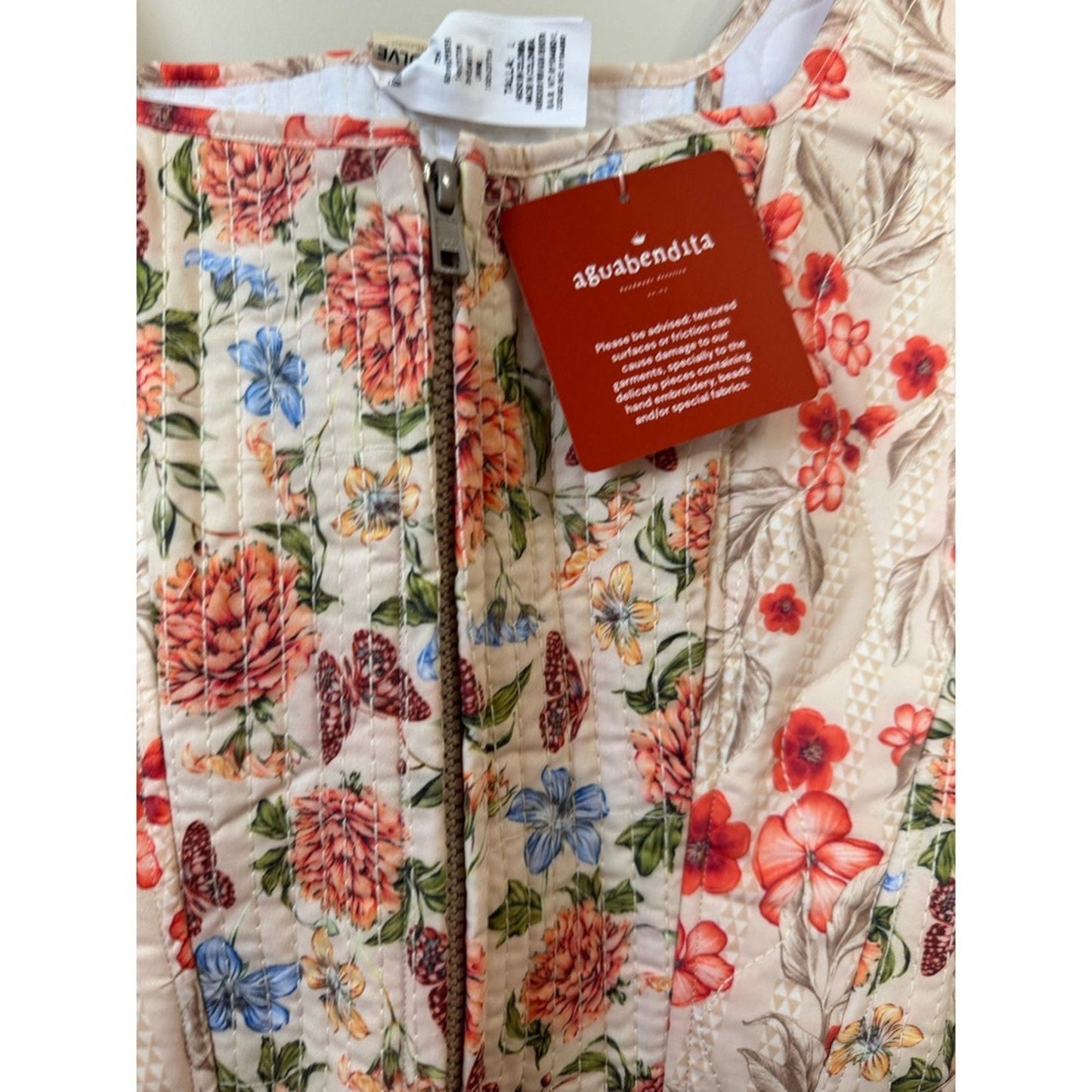AGUA BENDITA Floral Corset Top Square Neck Sleeveless Zip Up