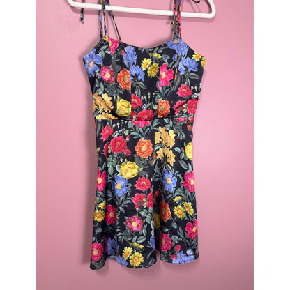 Show Me Your Mumu Juliet Mini Dress Black Floral Print Size Large