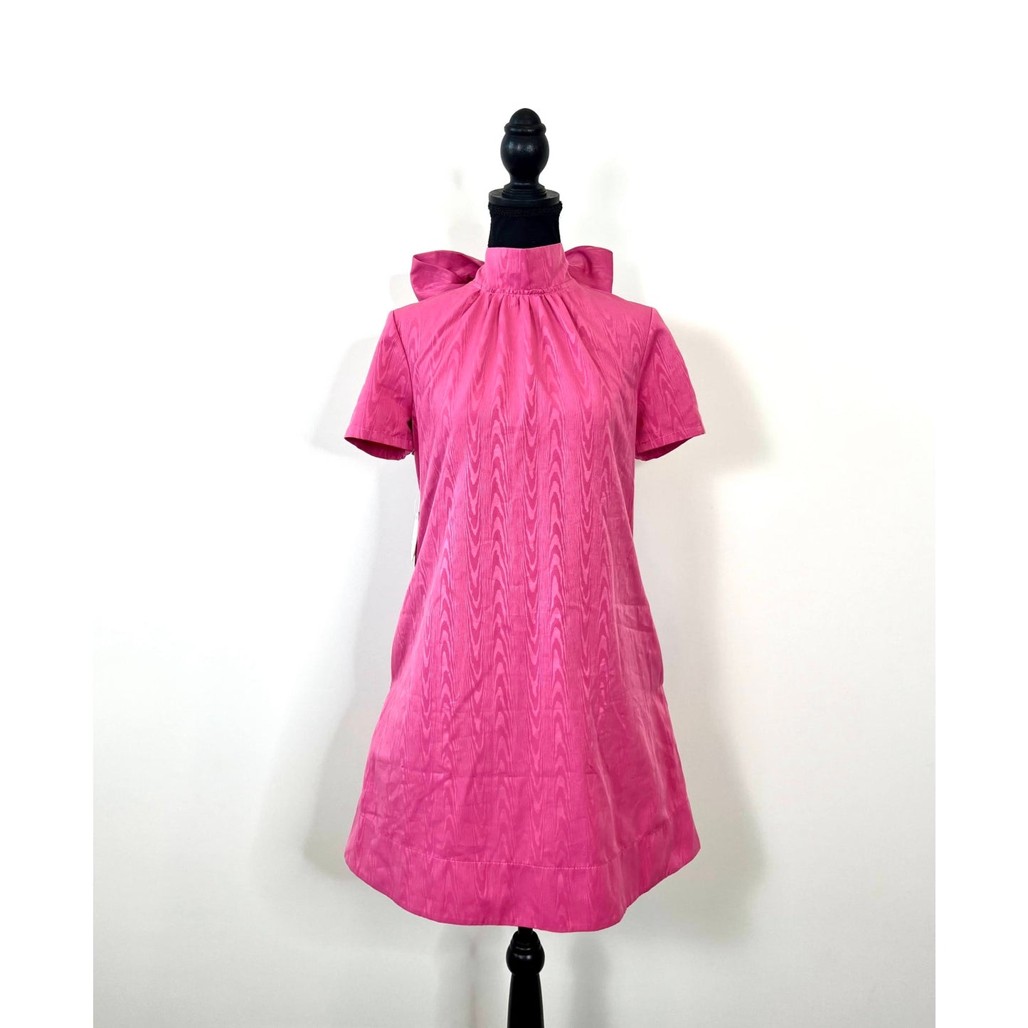 STAUD Mini Ilana Mini Dress in Lollipop Pink Sz XS A-Line Short Sleeve Mock Neck