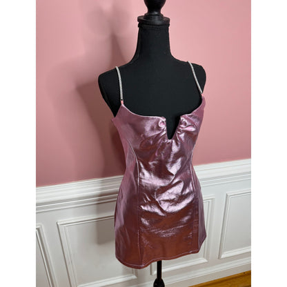 Alix NYC Cruz Mini Dress in Pink Size 8 Sleeveless Faux Leather Spandex Party