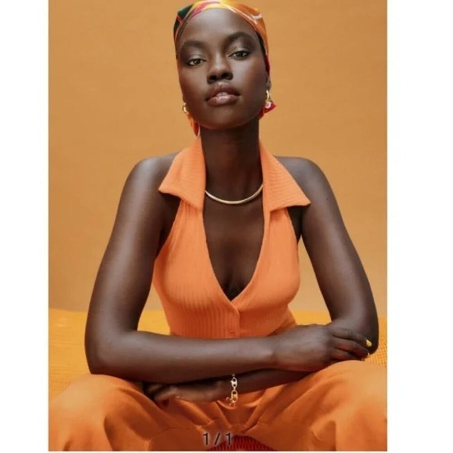 NEW NWT Reformation Bryleigh‎ Knit Halter Top Tangerine Size Large