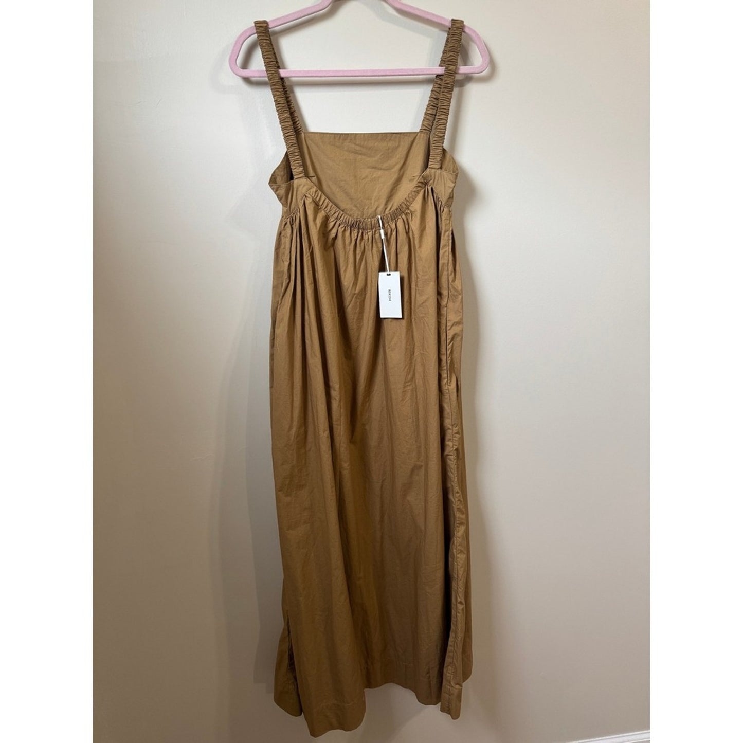 Mikoh Women Brown Sleeveless Gathered Empire Waist Maxi Dress Smocked Straps NEW