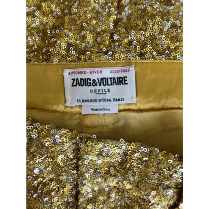 NEW NWT Zadig & Voltaire Pistol Sequins Buttercup Size 40/US Size 10