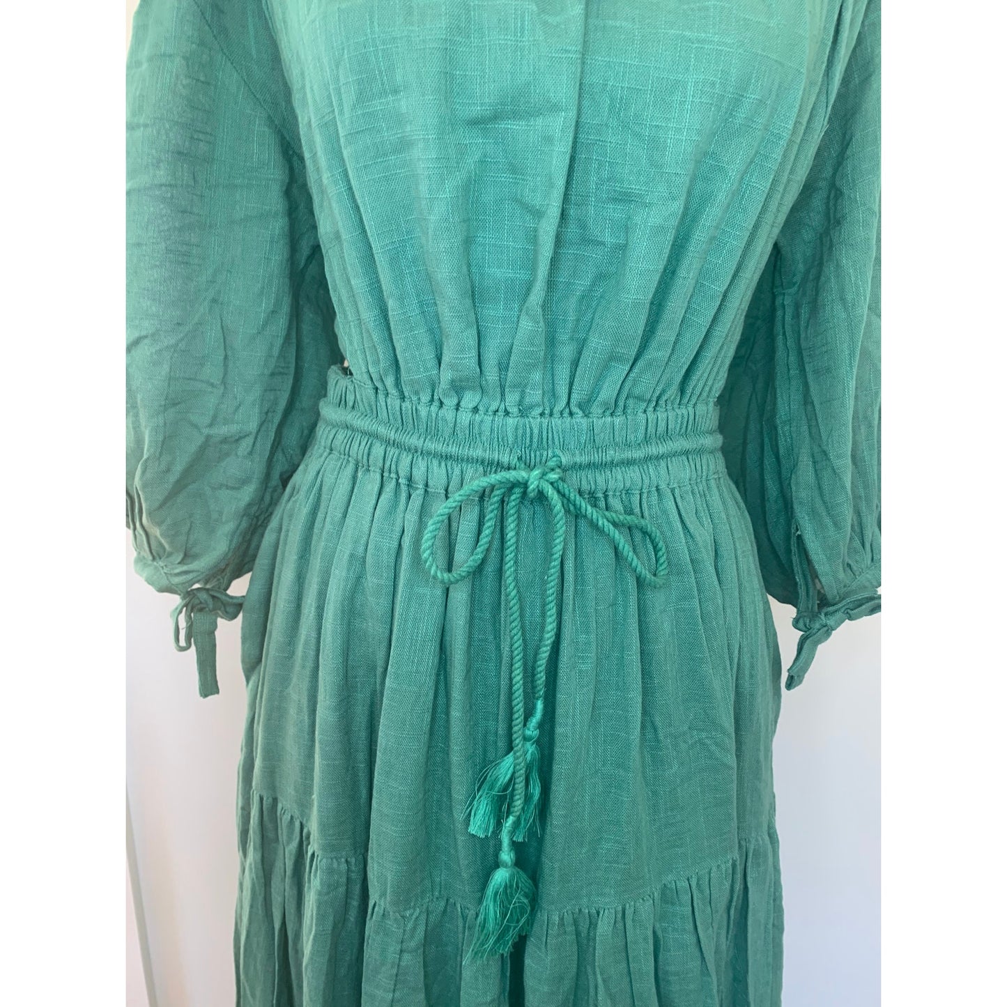 Free People Ibiza Sun Dress Midi in Mermaid Green Medium Long Sleeve Backless