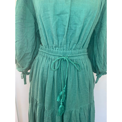 Free People Ibiza Sun Dress Midi in Mermaid Green Medium Long Sleeve Backless