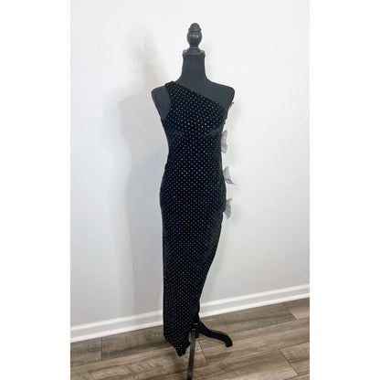 Majorelle x‎ Bridget Julia Bow Gown in Black/White Small One Shoulder Velvet