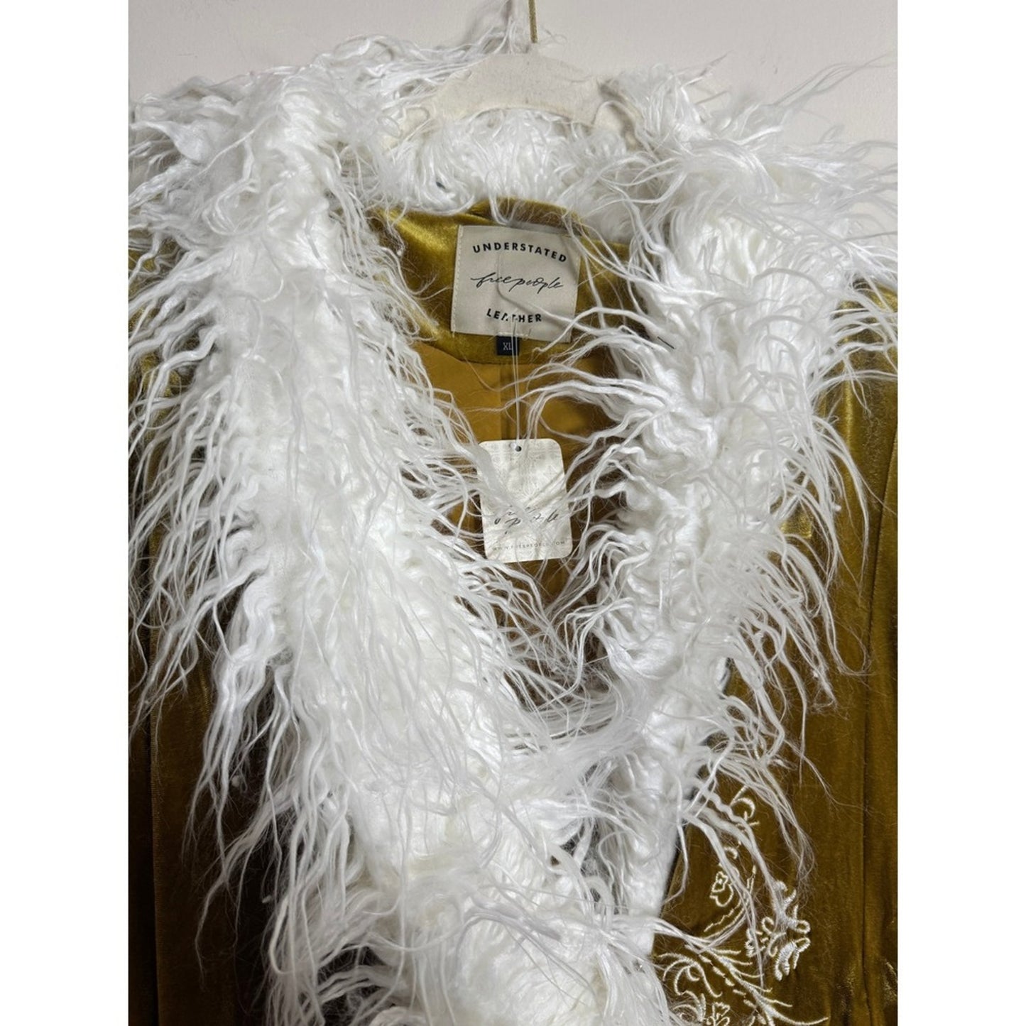 Understated Leather x Free People Moon Glow Faux Fur Duster Coat Gold XL