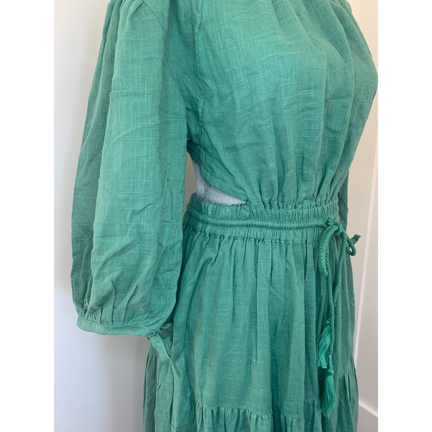 Free People Ibiza Sun Dress Midi in Mermaid Green Medium Long Sleeve Backless