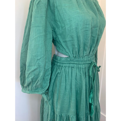Free People Ibiza Sun Dress Midi in Mermaid Green Medium Long Sleeve Backless