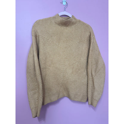 & Other Stories Brown Ribbed Mech Neck Wool-Blend Sweater Size Medium