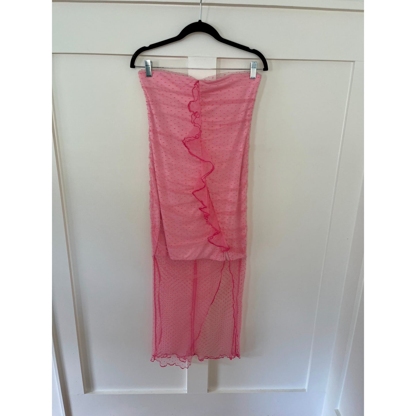 NEW Majorelle Brady Strapless Pink Dot Strapless Midi Dress Size Large
