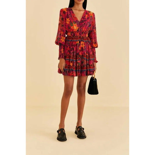 NEW NWT Farm Rio Tropical Tapestry Pink Mini Dress Size XS