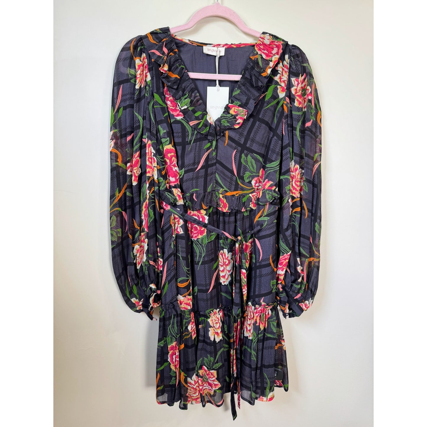 NEW NWT Banjanan Florence Flora Long Sleeve Mini Dress Size XS