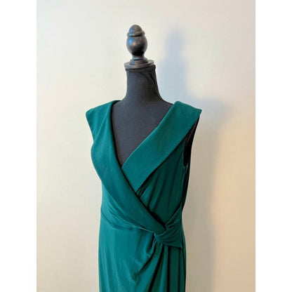 Ralph Lauren Leonidas Evening Gown Maxi‎ in Turquoise Size 14 Twist Front Lined