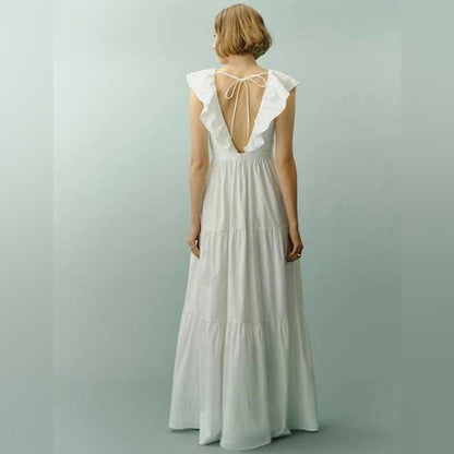 Reformation Fairfield Maxi‎ Dress in White Size 10 Sleeveless V-Neck Stretch