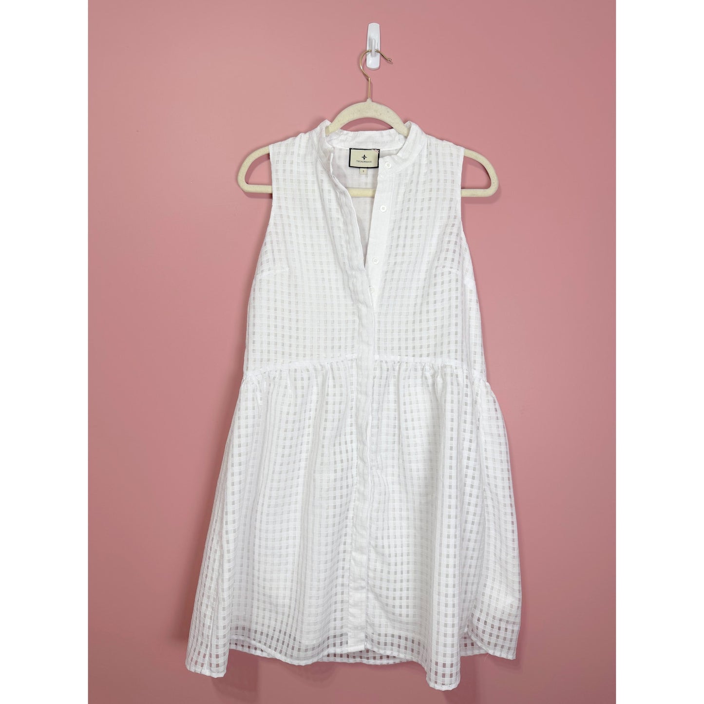 Tuckernuck White Burnout Sleeveless Royal Shirt Dress Size Small