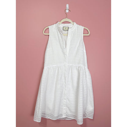 Tuckernuck White Burnout Sleeveless Royal Shirt Dress Size Small