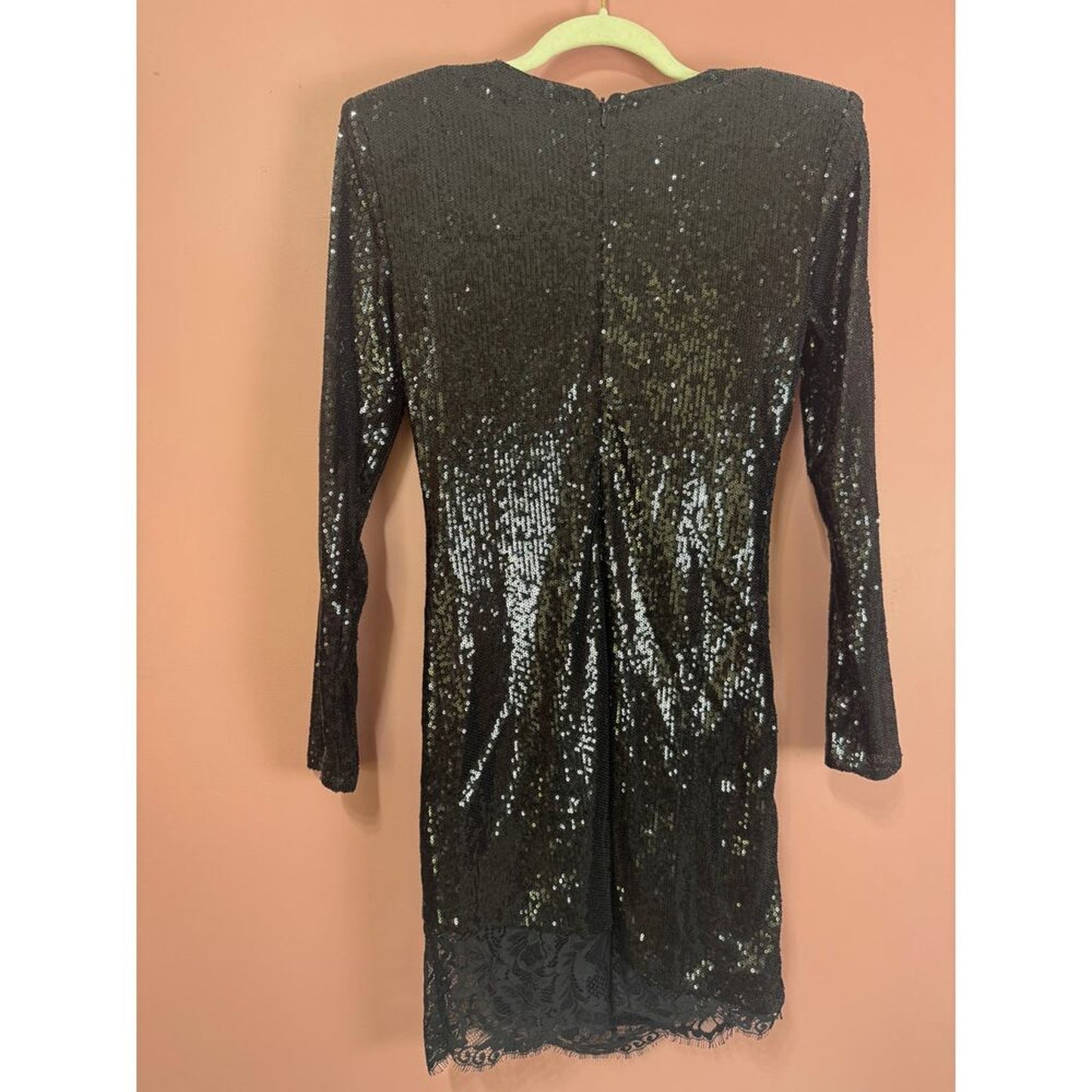 L'Agence Alba Long Sleeve Mini‎ Sequin Dress Black Size 6