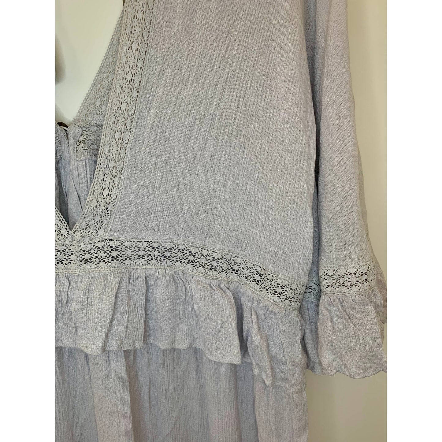 Free People Paradiso Maxi Dress in Pebbles Size XS Short Sleeve Button Front