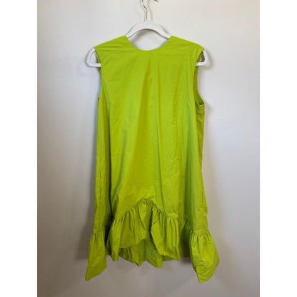 Essentiel Antwerp Lime Green Sleeveless Bow Back Ruffle Hem Mini Dress NWT