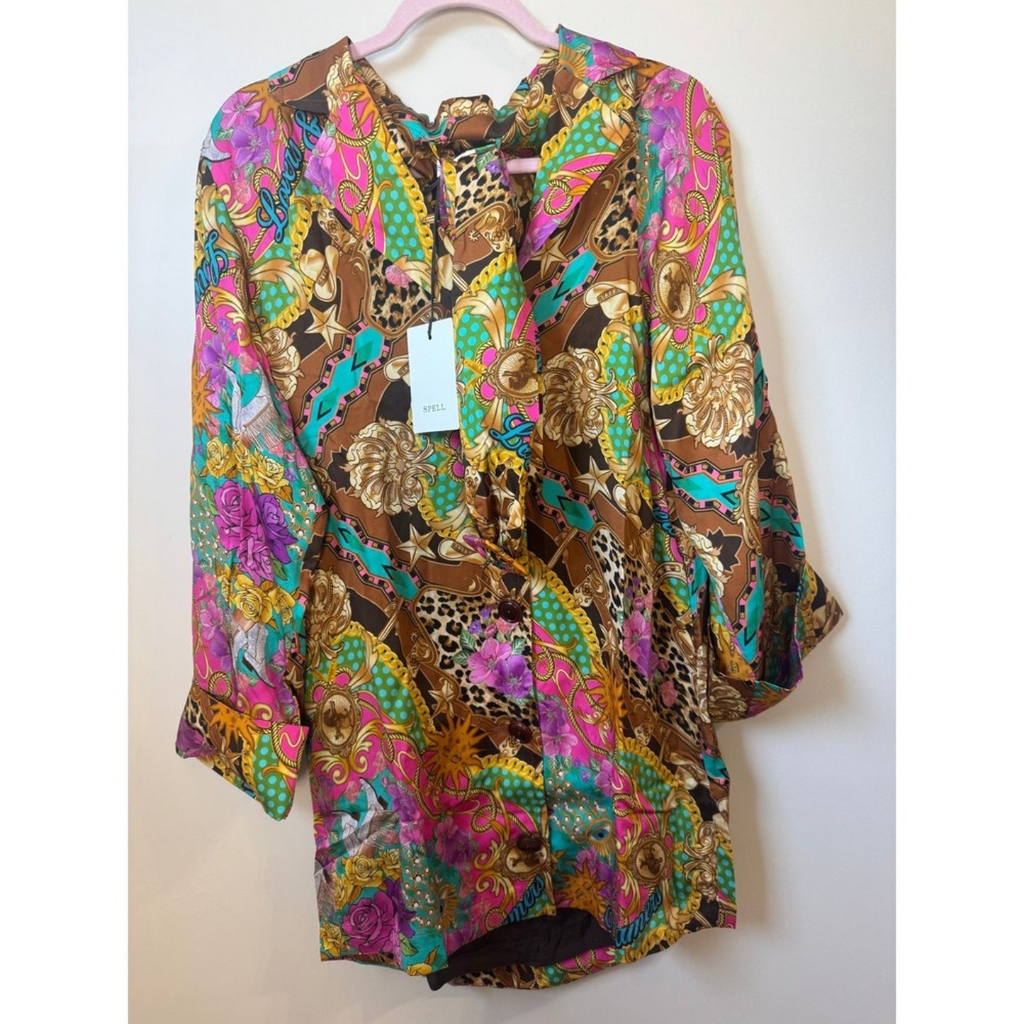 Spell Lovers & Dreamers Blazer Dress Cosmos Pink Leopard Floral Mini NWT S