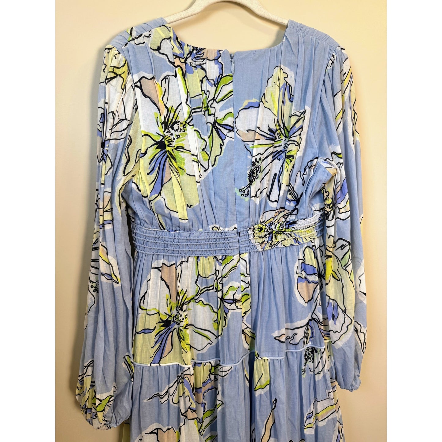 NEW NWT Aje. Romantica Voille Maxi Dress Size US 8 Blue Hibiscus