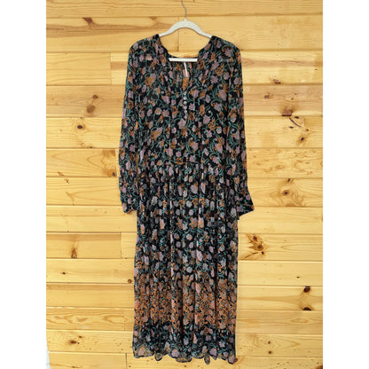 Free People See It Through Maxi Dress Black Combo Size Small