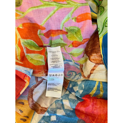 FARM Rio Maxi Dress Tropical Print Spaghetti Strap Belted Flowy Women Size M