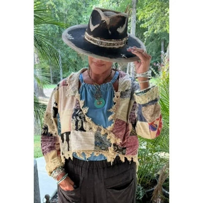 Jaded Gypsy Splitting Ways Patchwork Jacket Kimono Boho Festival Size S/M