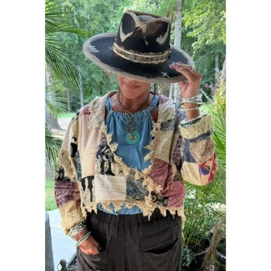 Jaded Gypsy Splitting Ways Patchwork Jacket Kimono Boho Festival Size S/M