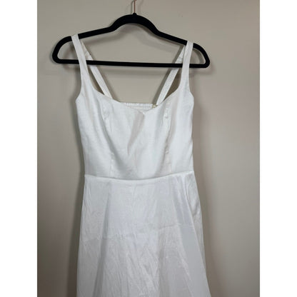 Show Me Your Mumu White Taffeta Bubble Hem Midi Dress Bridal Engagement  Dress