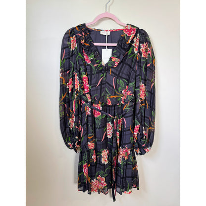 NEW NWT Banjanan Florence Flora Long Sleeve Mini Dress Size XS