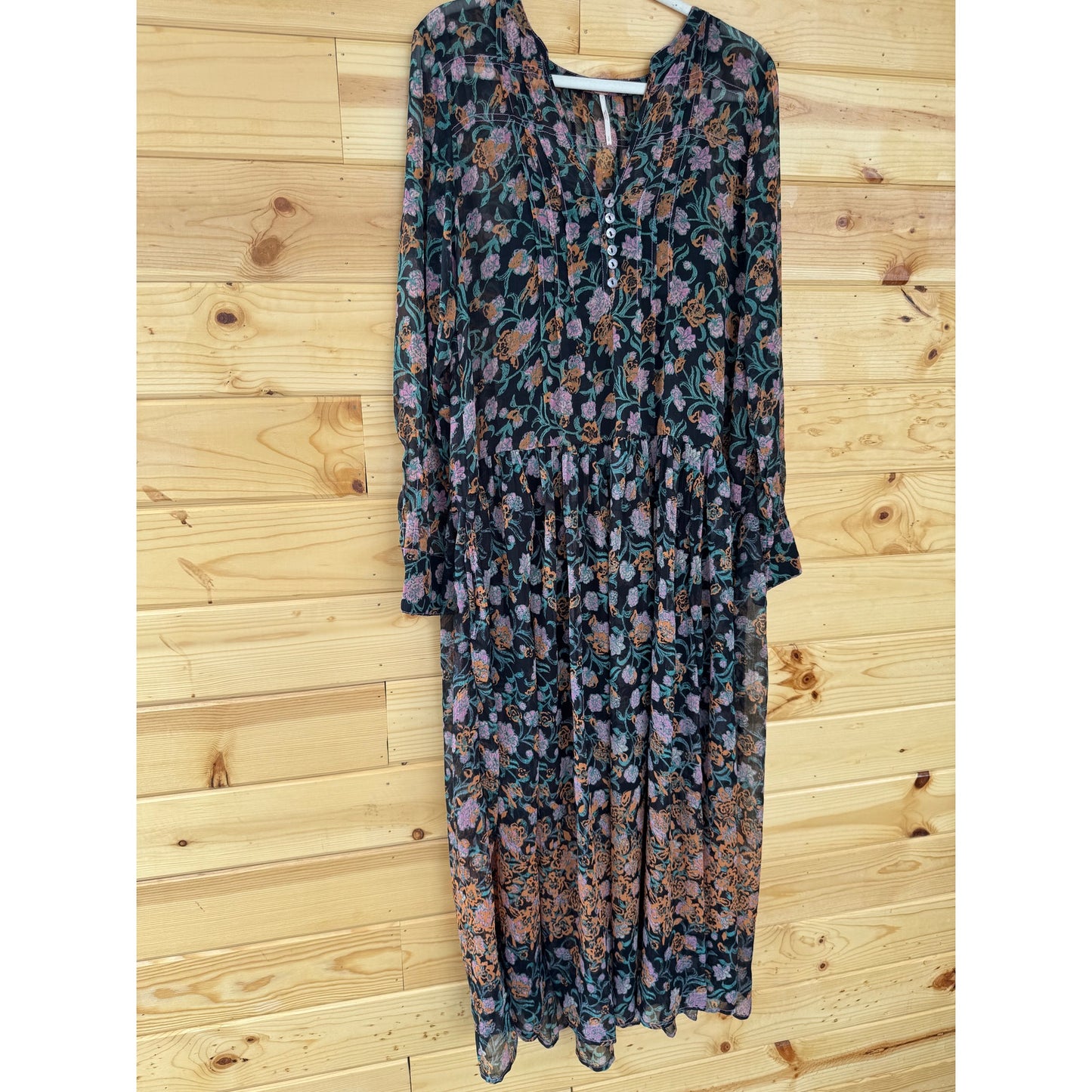 Free People See It Through Maxi Dress Black Combo Size Small