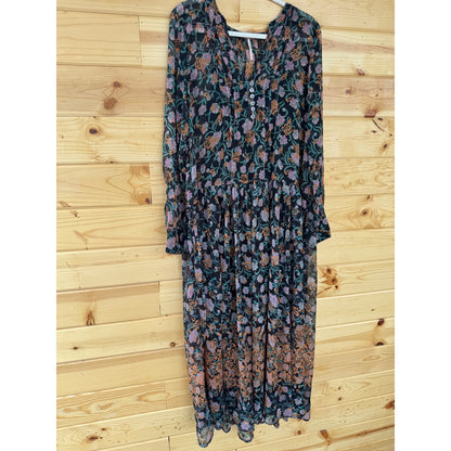 Free People See It Through Maxi Dress Black Combo Size Small