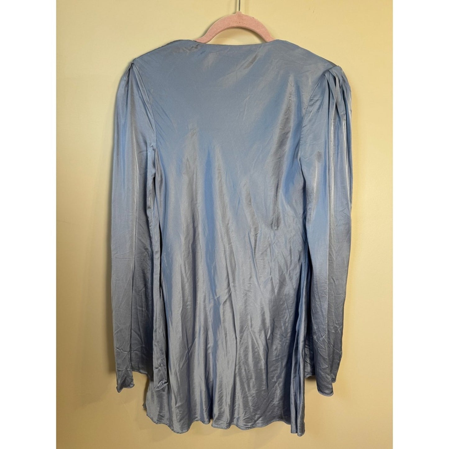 STONE COLD FOX Blue Satin Ring Detail Long Sleeve Mini Dress