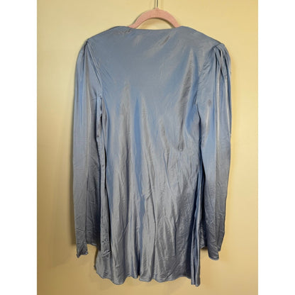 STONE COLD FOX Blue Satin Ring Detail Long Sleeve Mini Dress